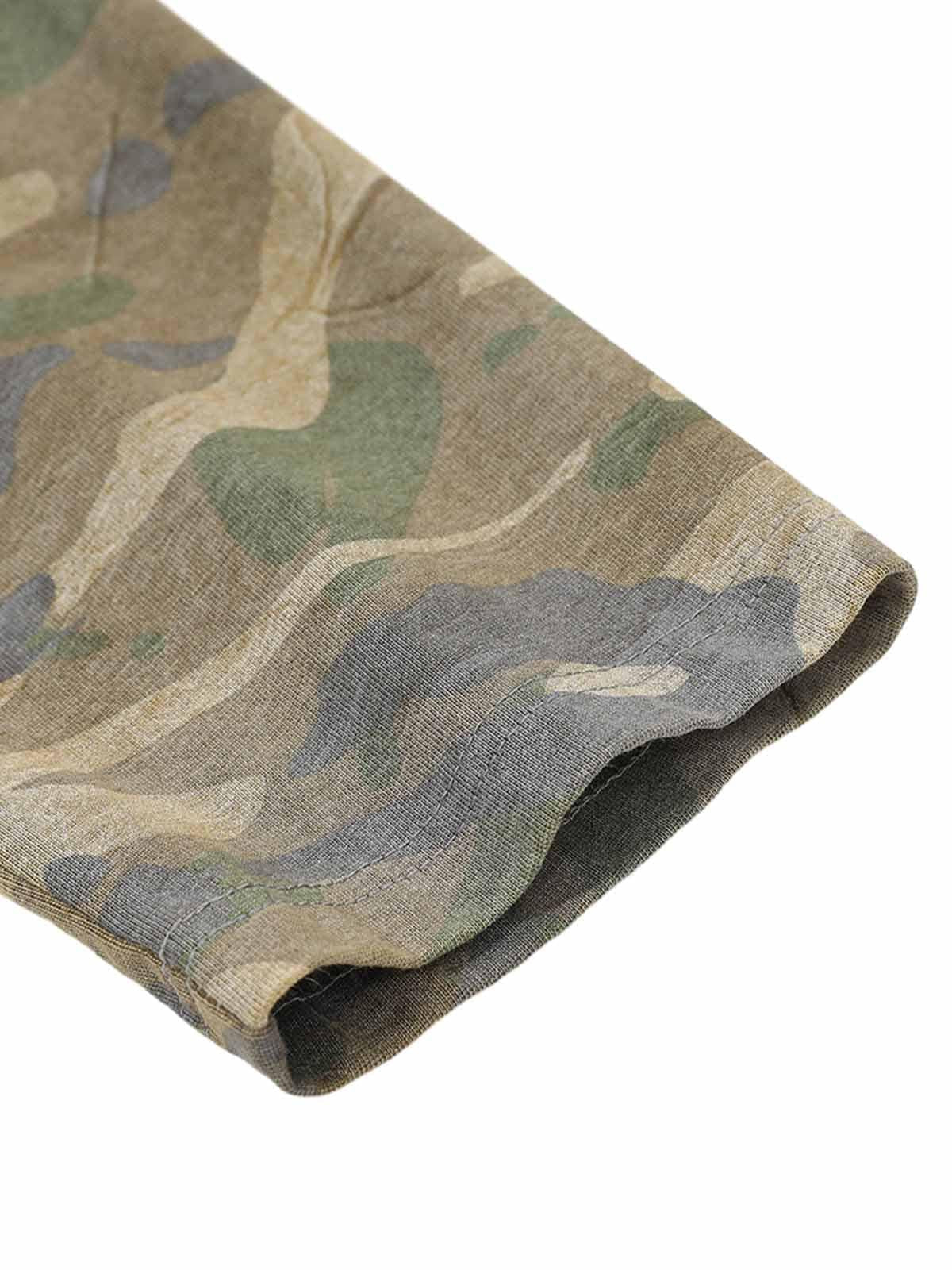 Distressed Camouflage Faux Two-Piece Graphic T-Shirt