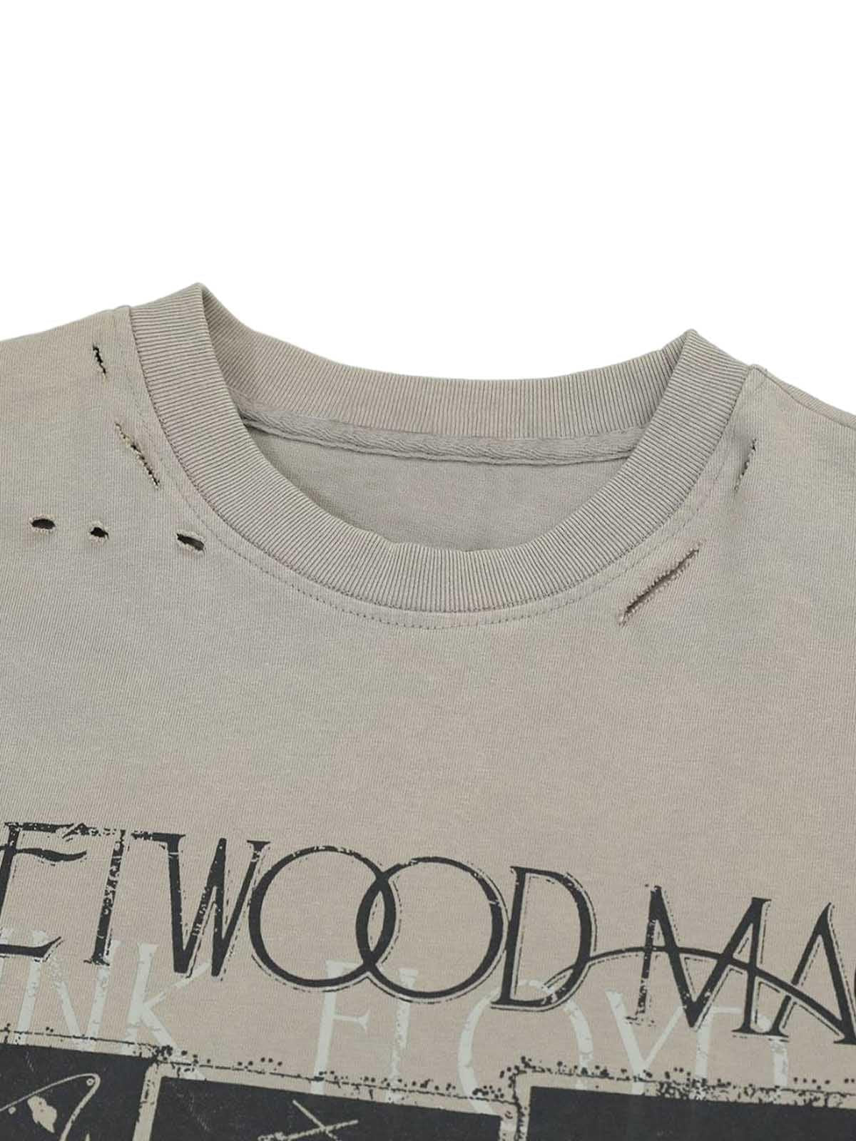 Distressed Camouflage Faux Two-Piece Graphic T-Shirt