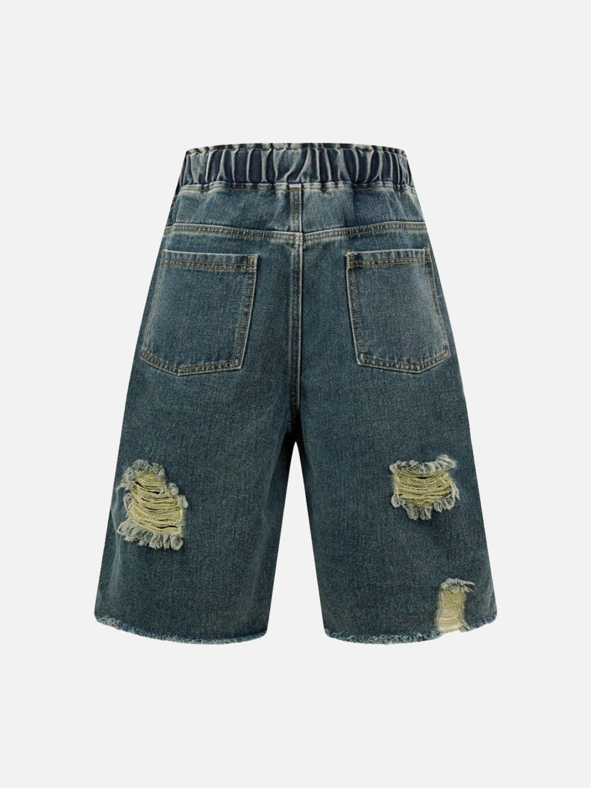 Distressed Cargo Denim Shorts