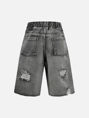 Distressed Cargo Denim Shorts
