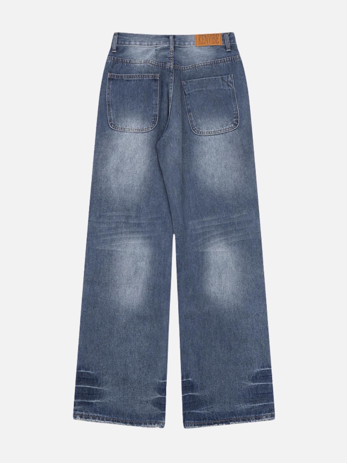 Distressed Decorative Band Loose Jeans