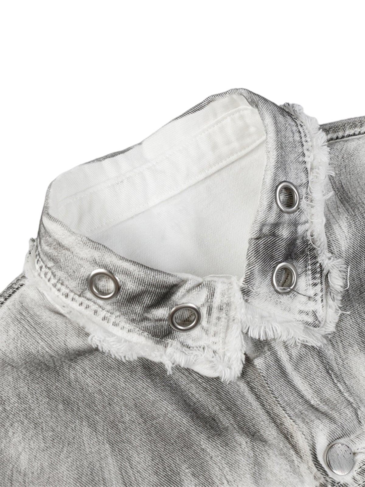 Distressed Denim Embroidery Jacket