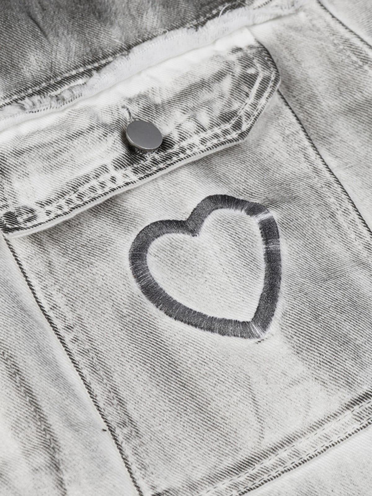 Distressed Denim Embroidery Jacket