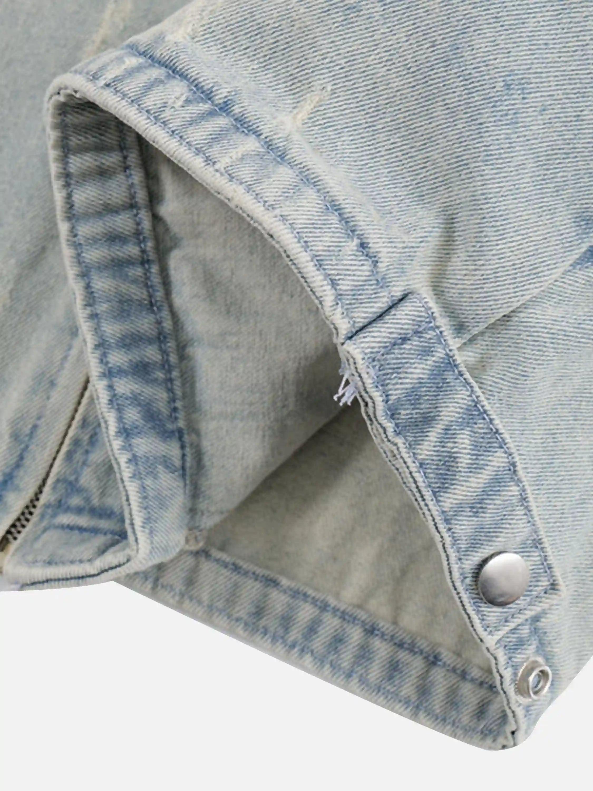 Distressed Frayed Lapel Denim Jacket