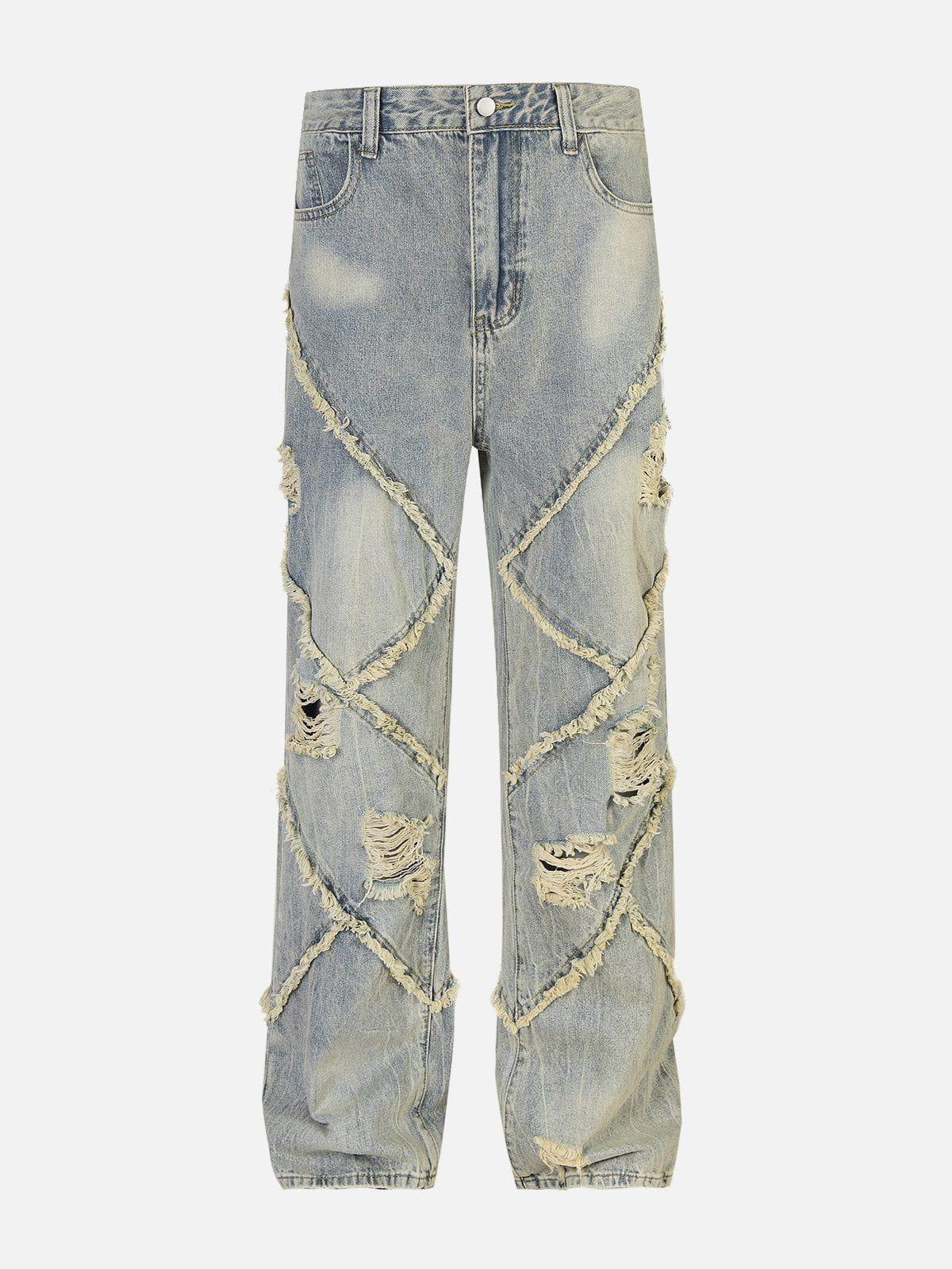 Distressed Fringe Loose Jeans