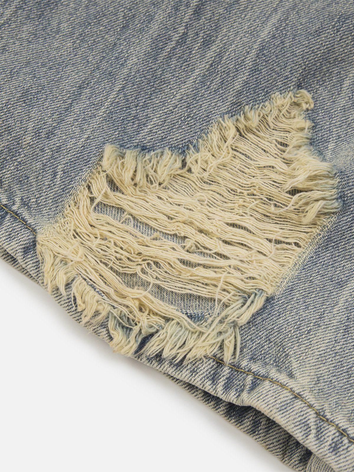 Distressed Fringe Loose Jeans