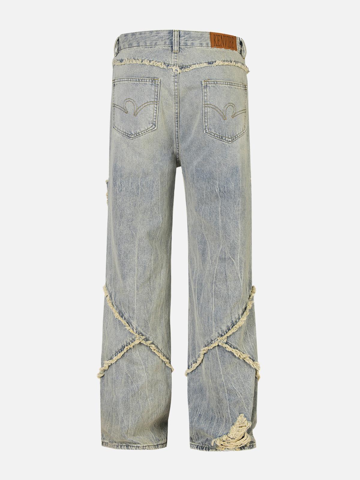 Distressed Fringe Loose Jeans