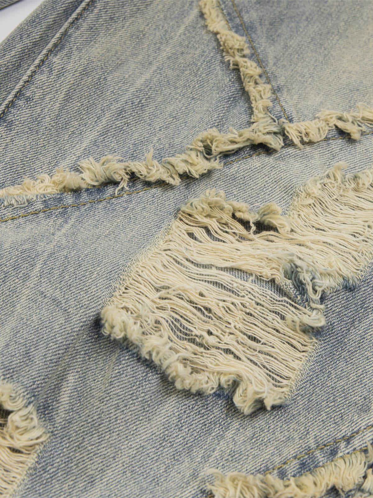 Distressed Fringe Loose Jeans