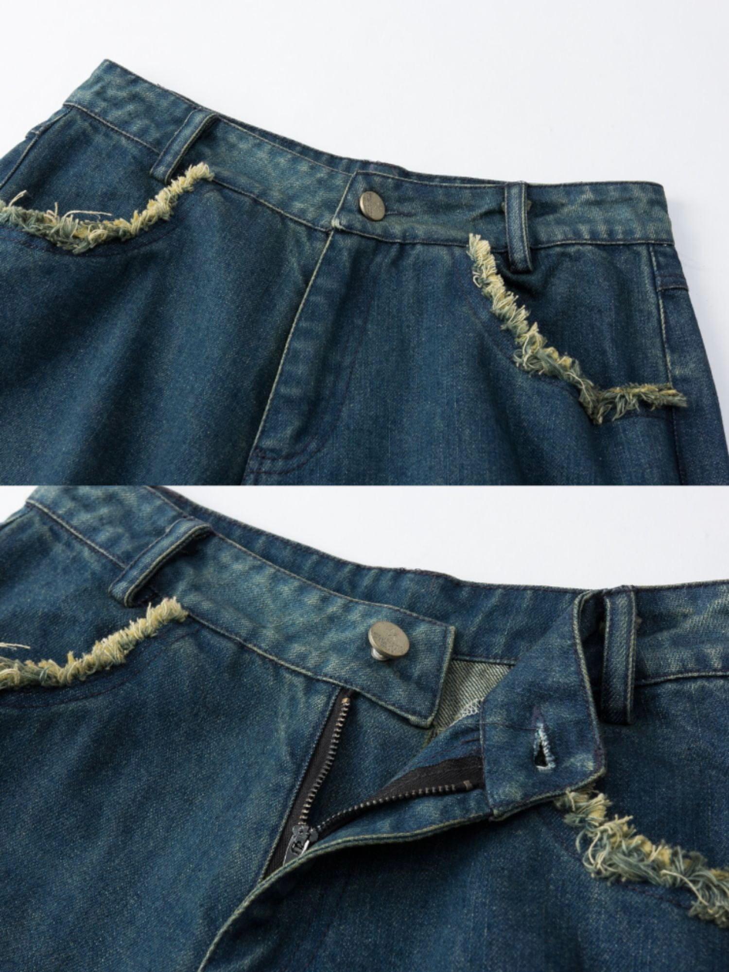 Distressed Fringe Star Jeans