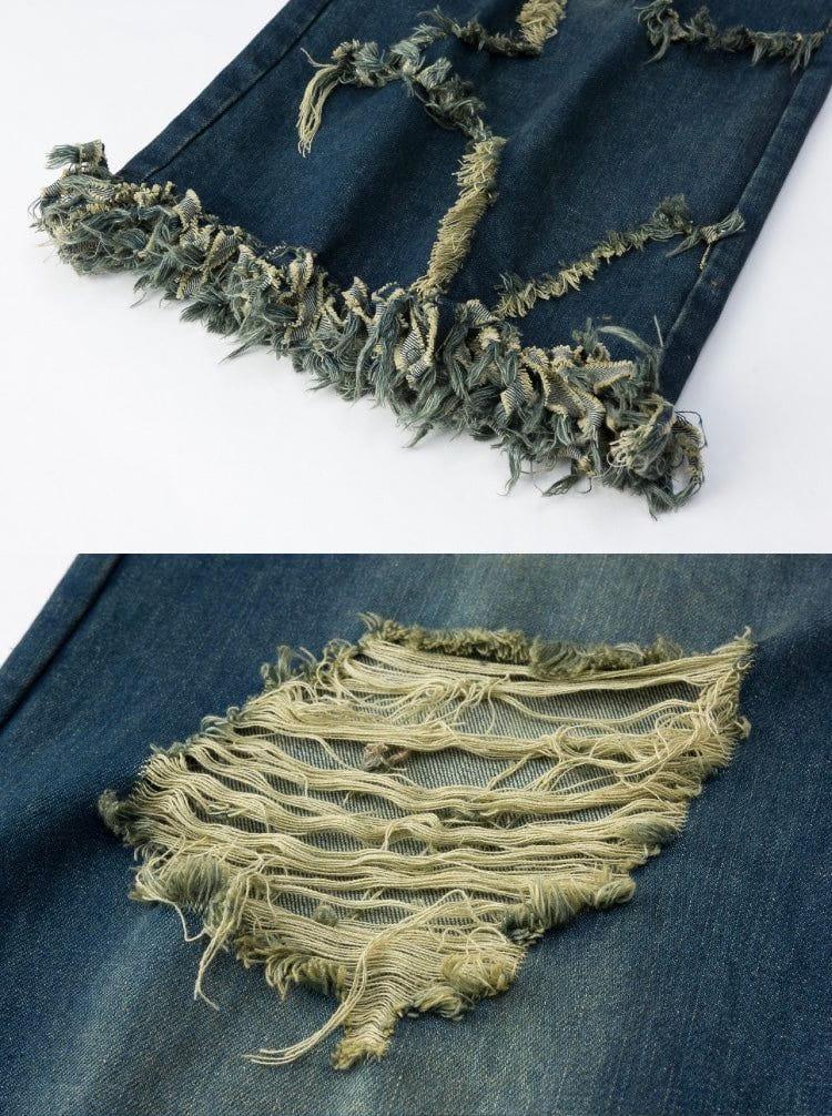 Distressed Fringe Star Jeans