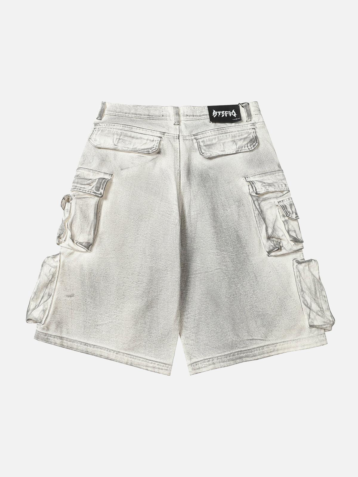 Distressed Multi-Pocket Cargo Shorts