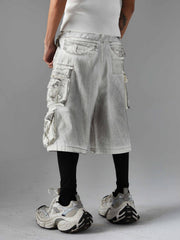 Distressed Multi-Pocket Cargo Shorts