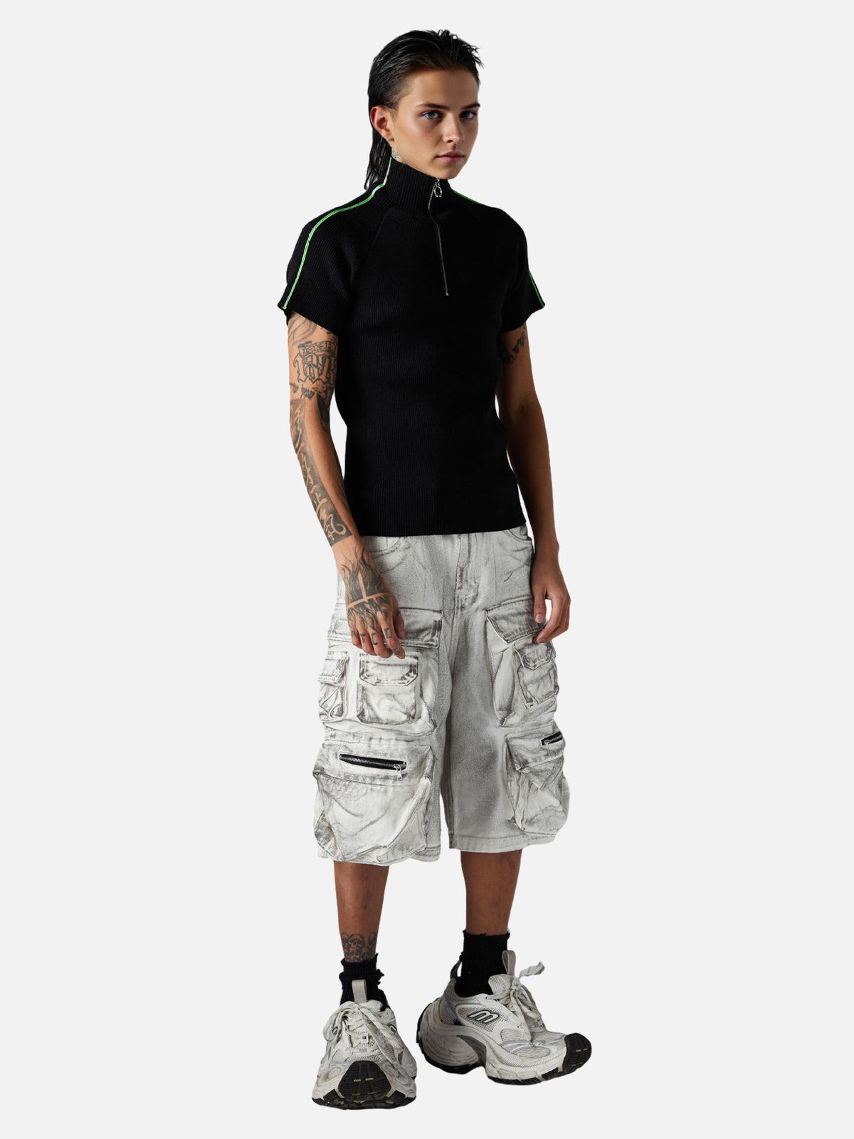 Distressed Multi-Pocket Cargo Shorts