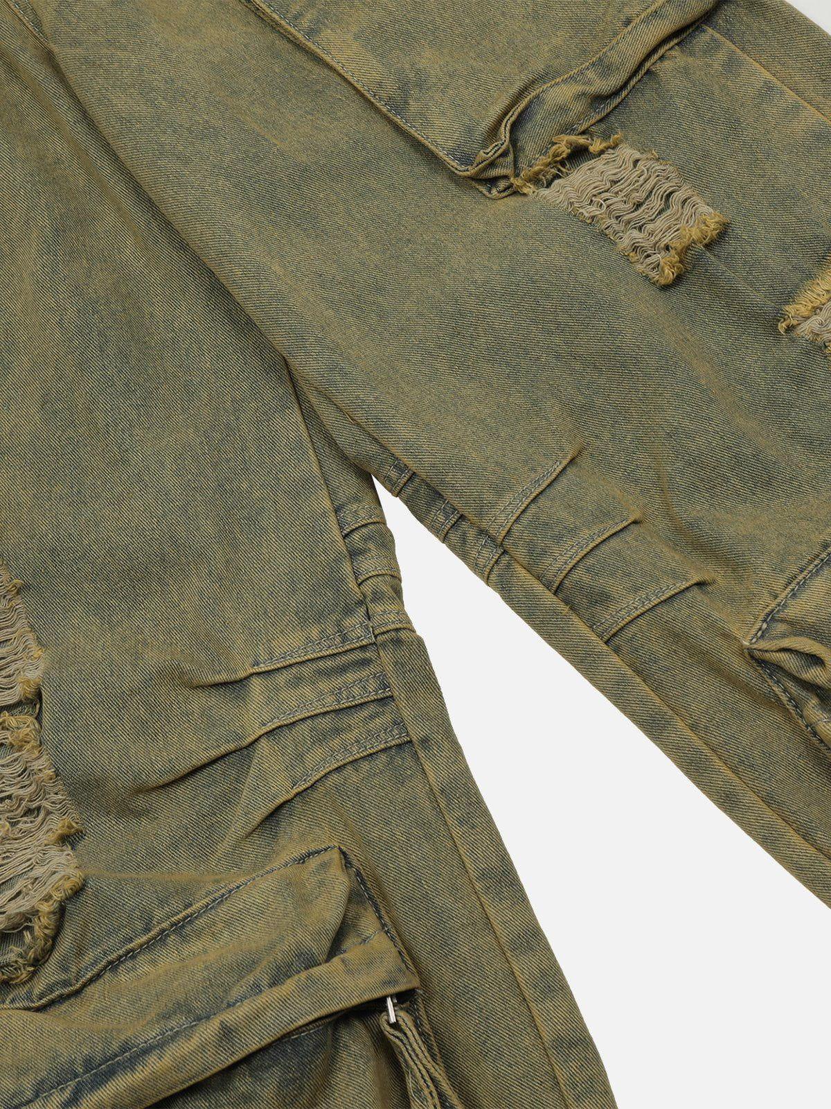Distressed Multi Pocket Loose Jeans