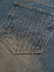 Distressed Pigment Printed Bootcut Jeans