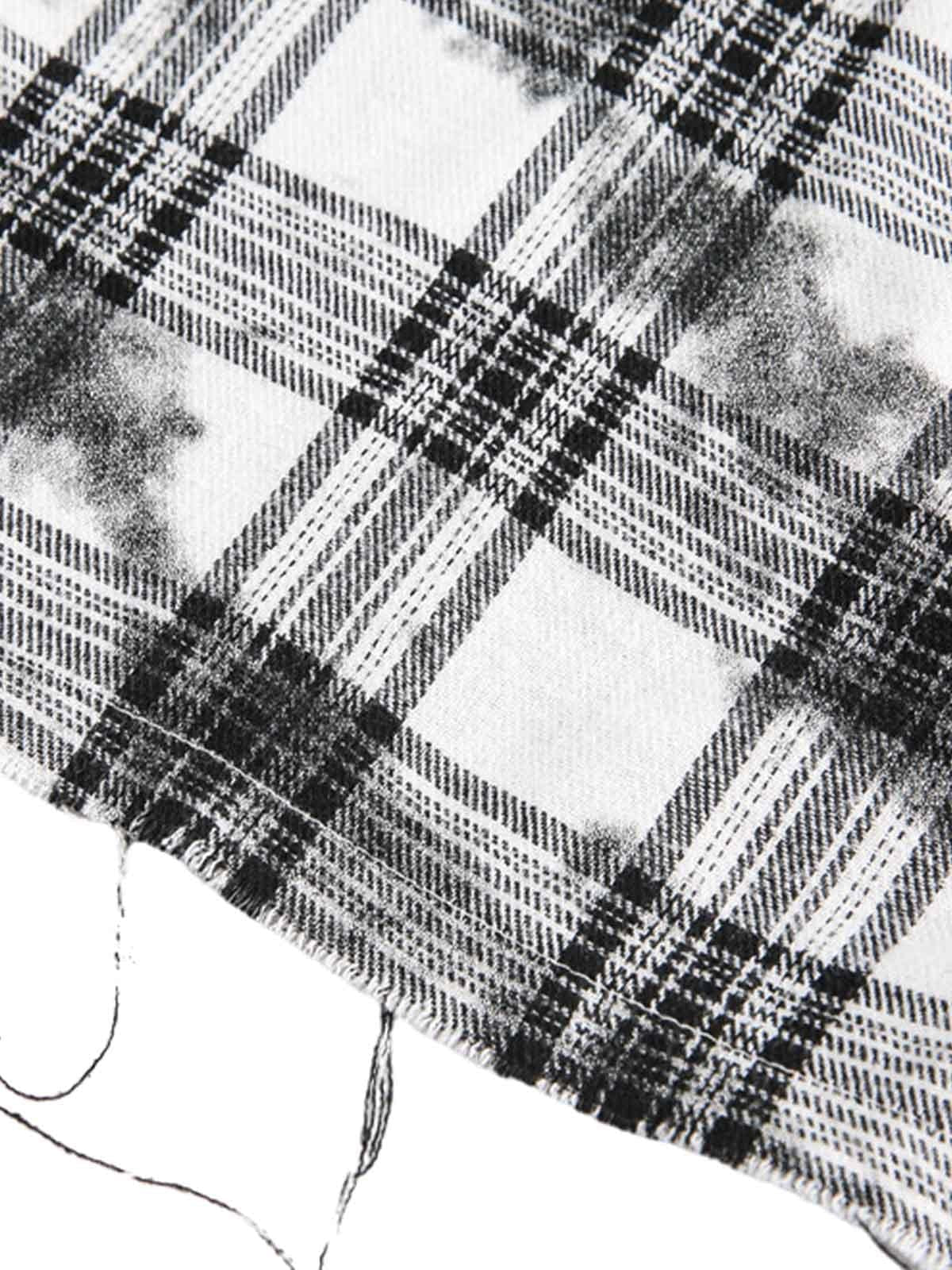 Distressed Plaid Lace Short-Sleeve Shirt
