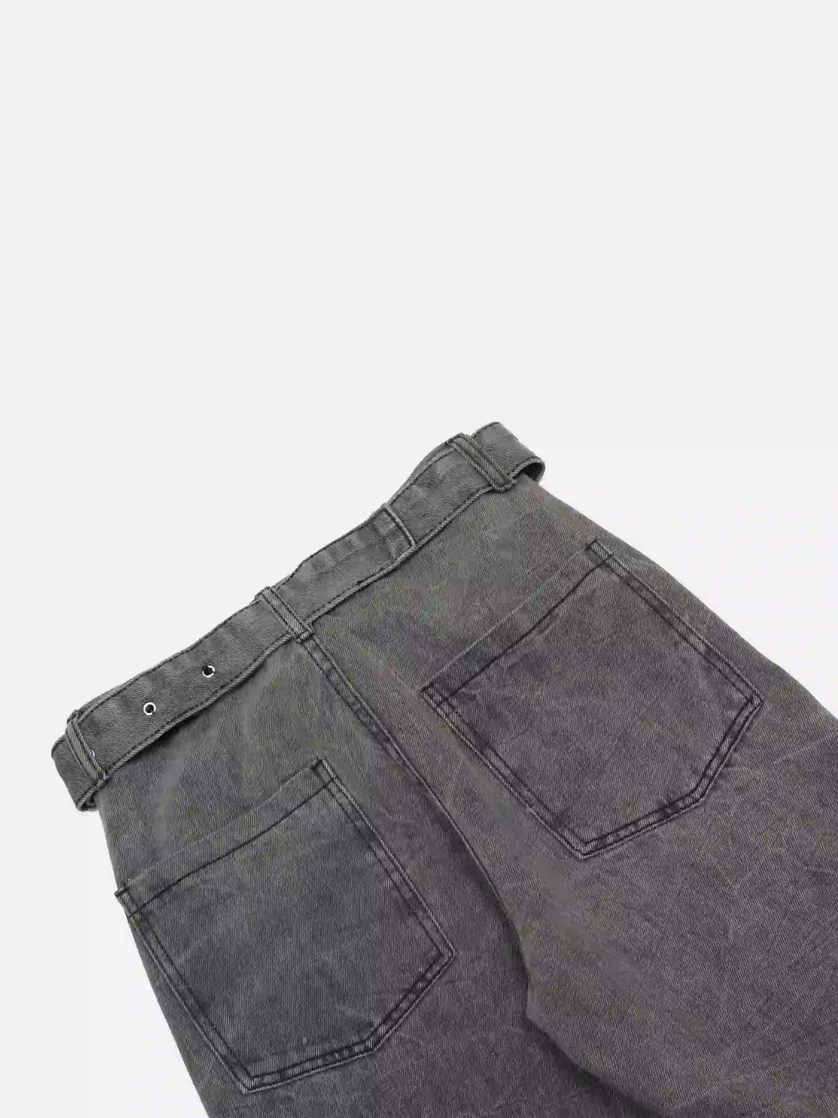 Distressed Punk Jeans With Metal Belt