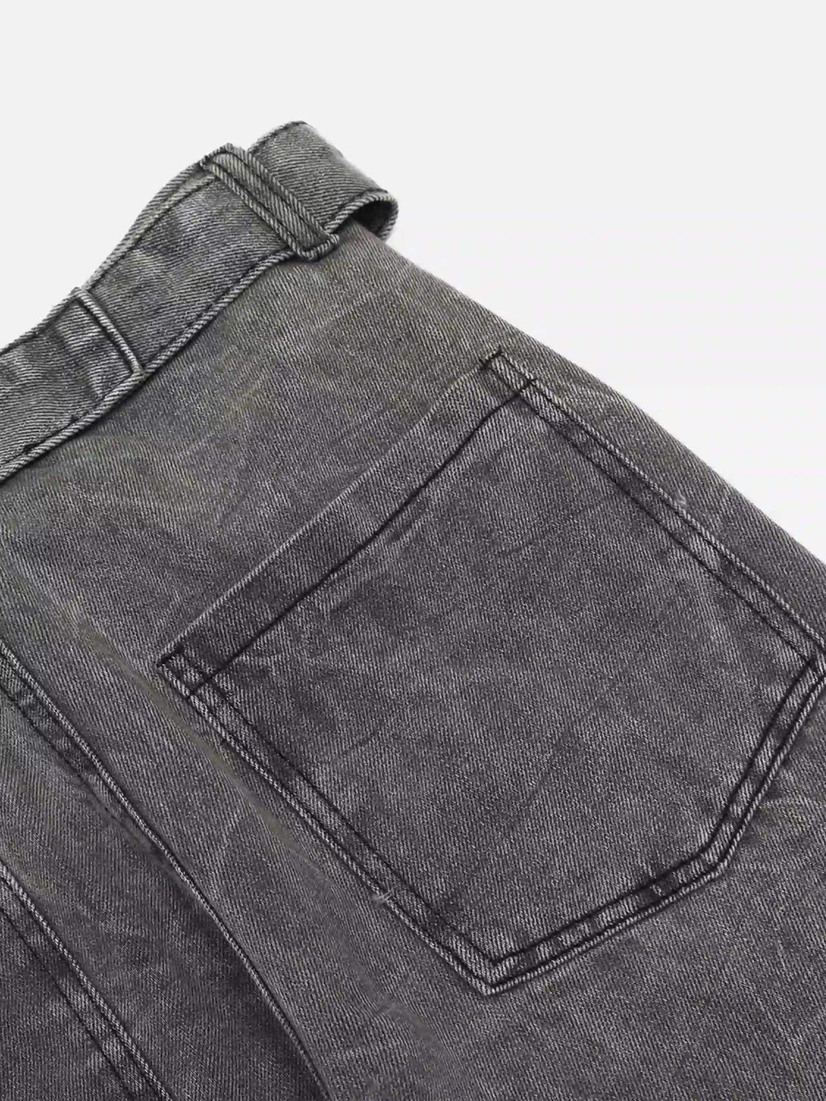 Distressed Punk Jeans With Metal Belt