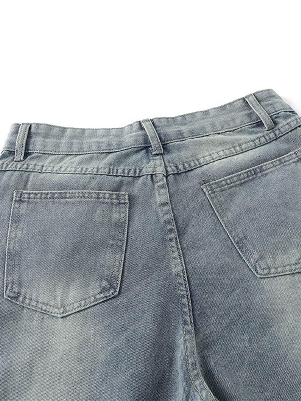 Distressed Raw Edge Baggy Jeans