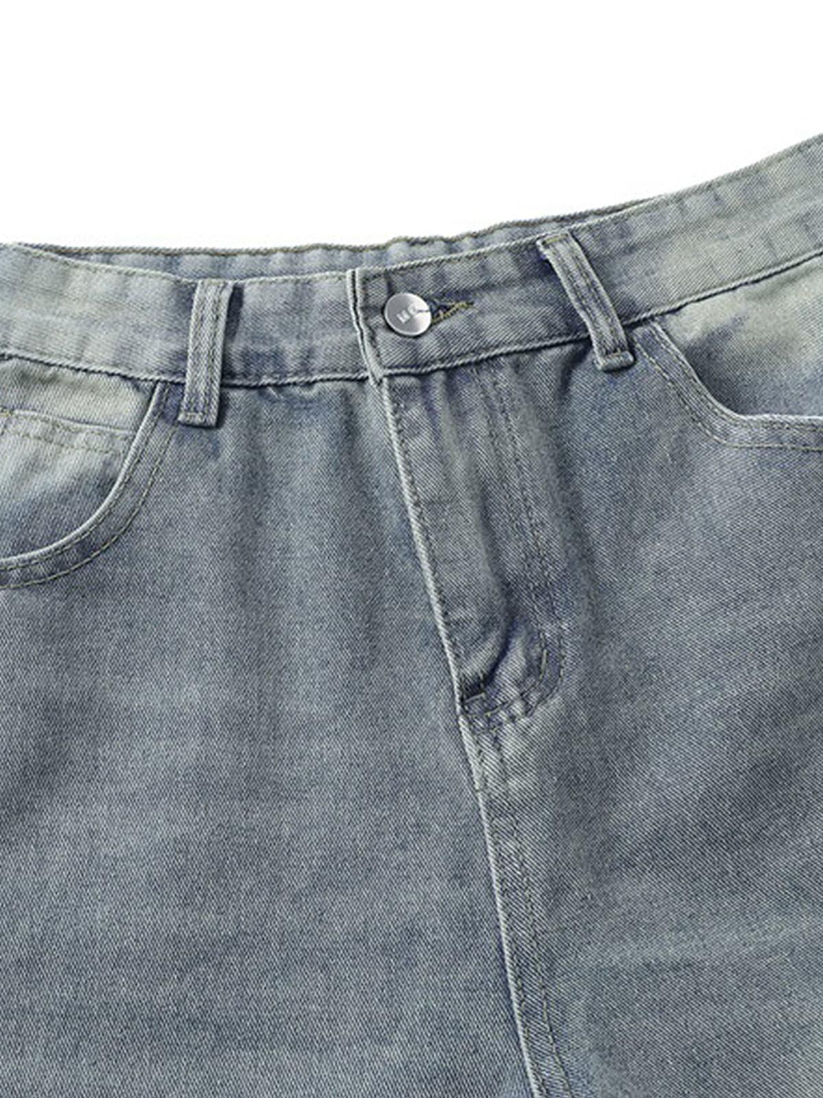 Distressed Raw Edge Baggy Jeans