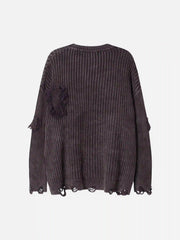 Distressed Ripped Rivets Sweater