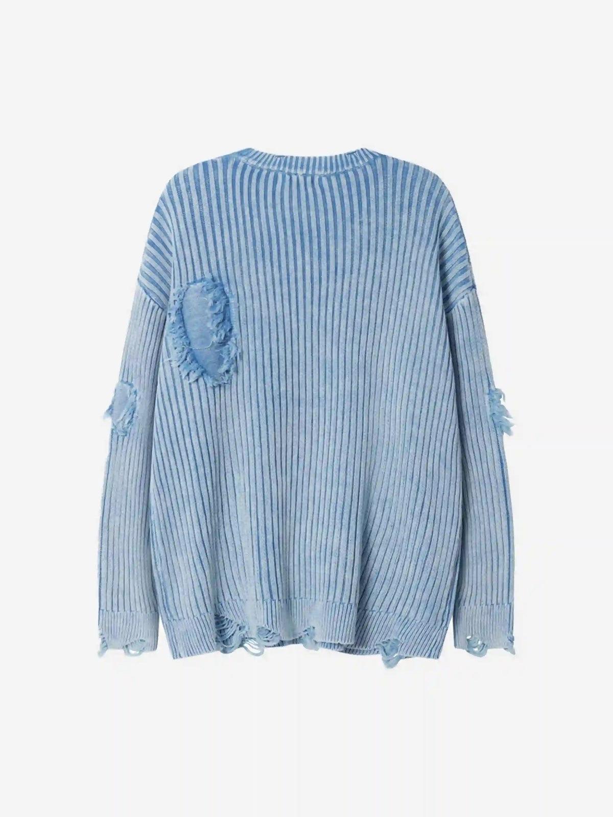 Distressed Ripped Rivets Sweater