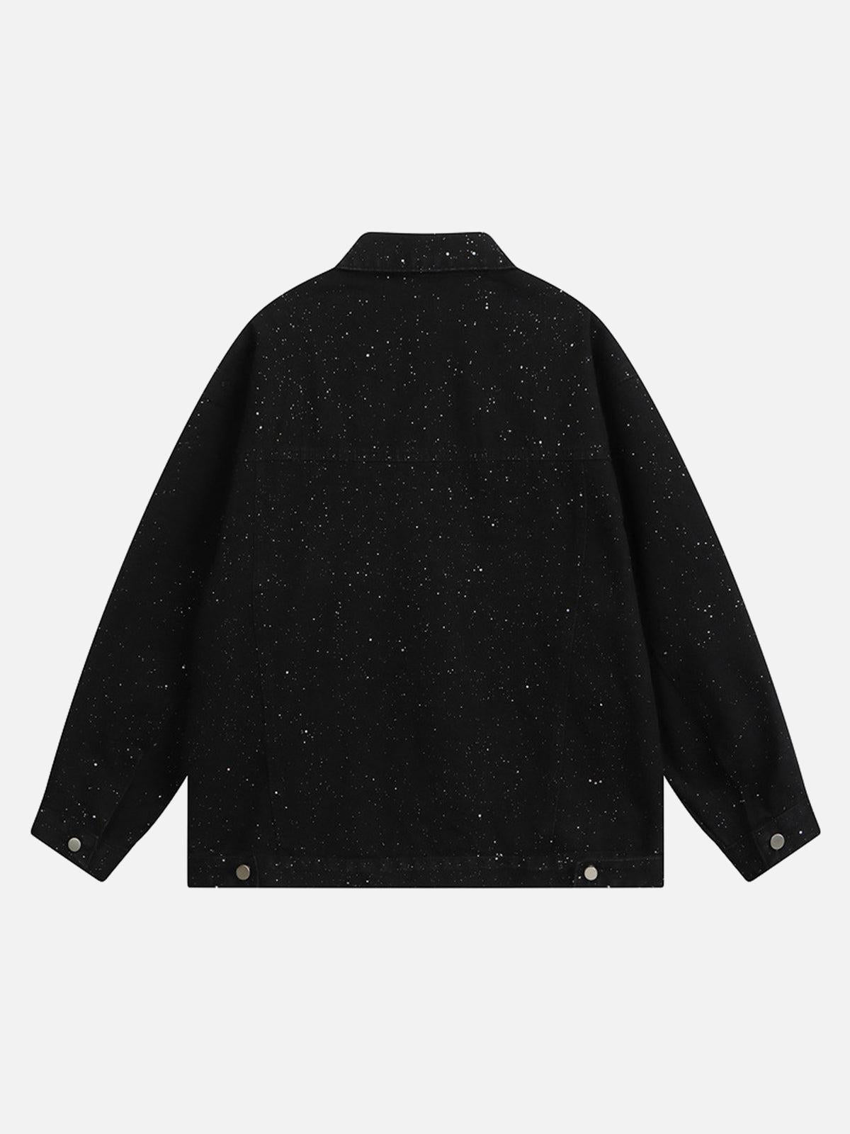 Distressed Sequin Design Denim Jacket