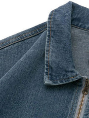 Distressed Solid Color Denim Jacket