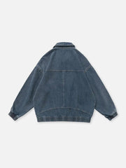 Distressed Solid Color Denim Jacket