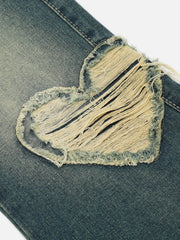 Distressed Star Heart Jeans