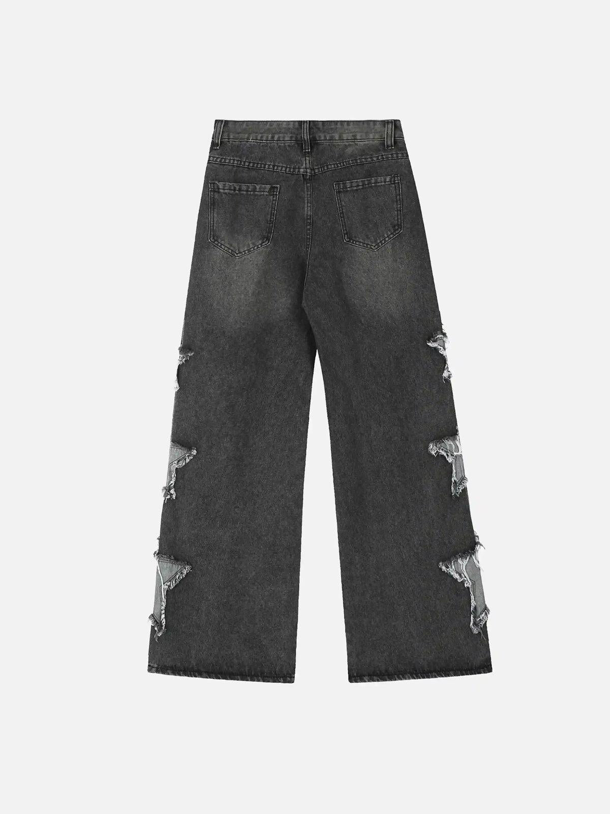 Distressed Star Patch Jeans