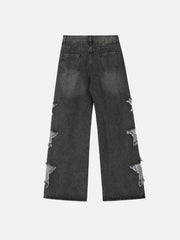 Distressed Star Patch Jeans