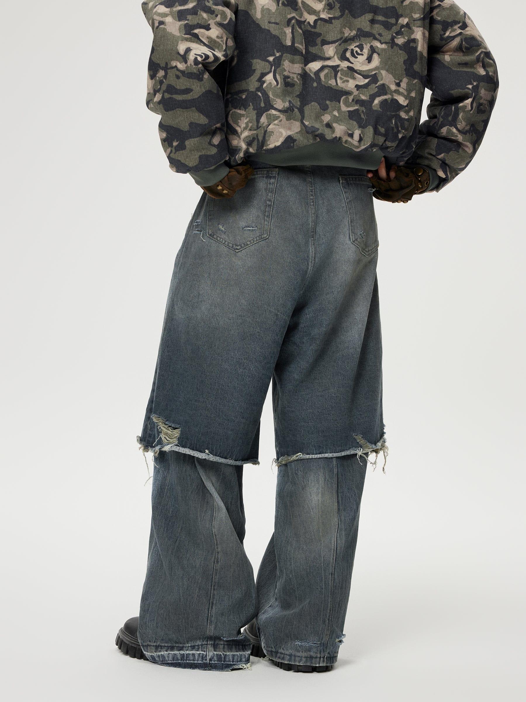 Distressed Two Layer Baggy Jeans