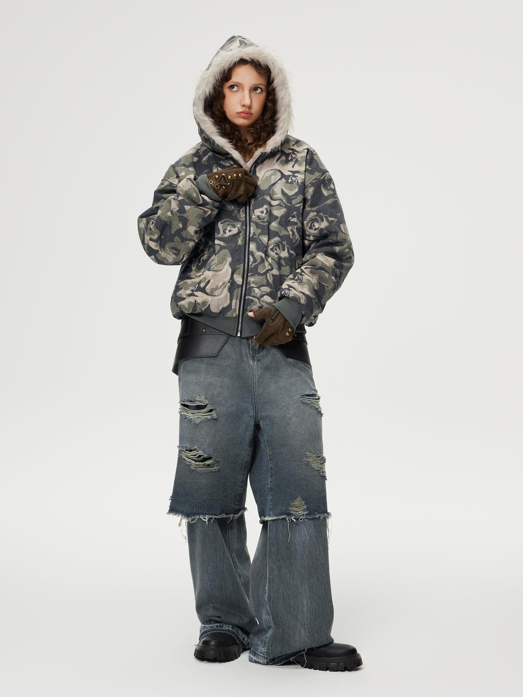 Distressed Two Layer Baggy Jeans