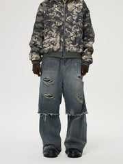 Distressed Two Layer Baggy Jeans