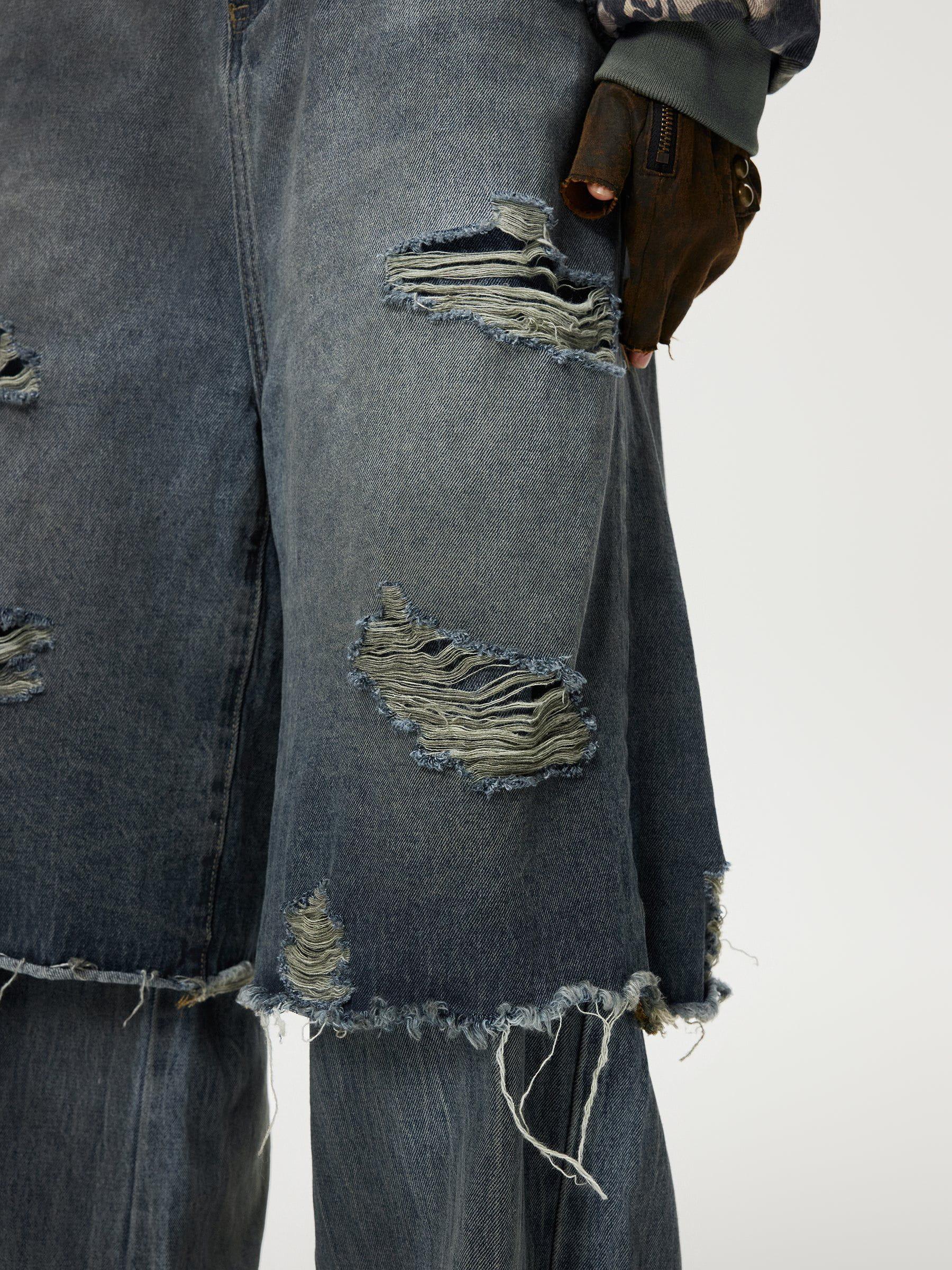Distressed Two Layer Baggy Jeans