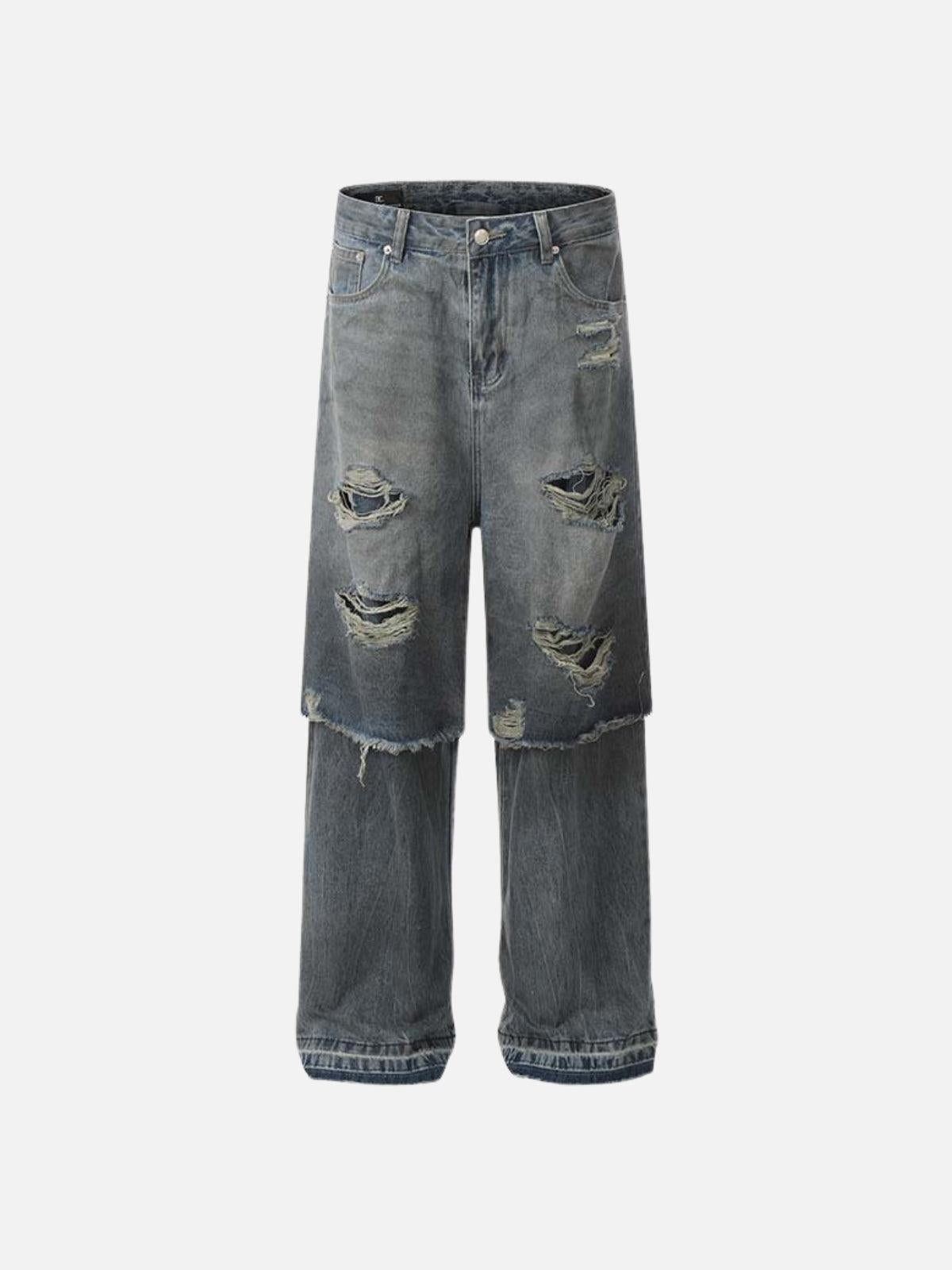 Distressed Two Layer Baggy Jeans