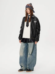 Distressed Washed Barrel Jeans
