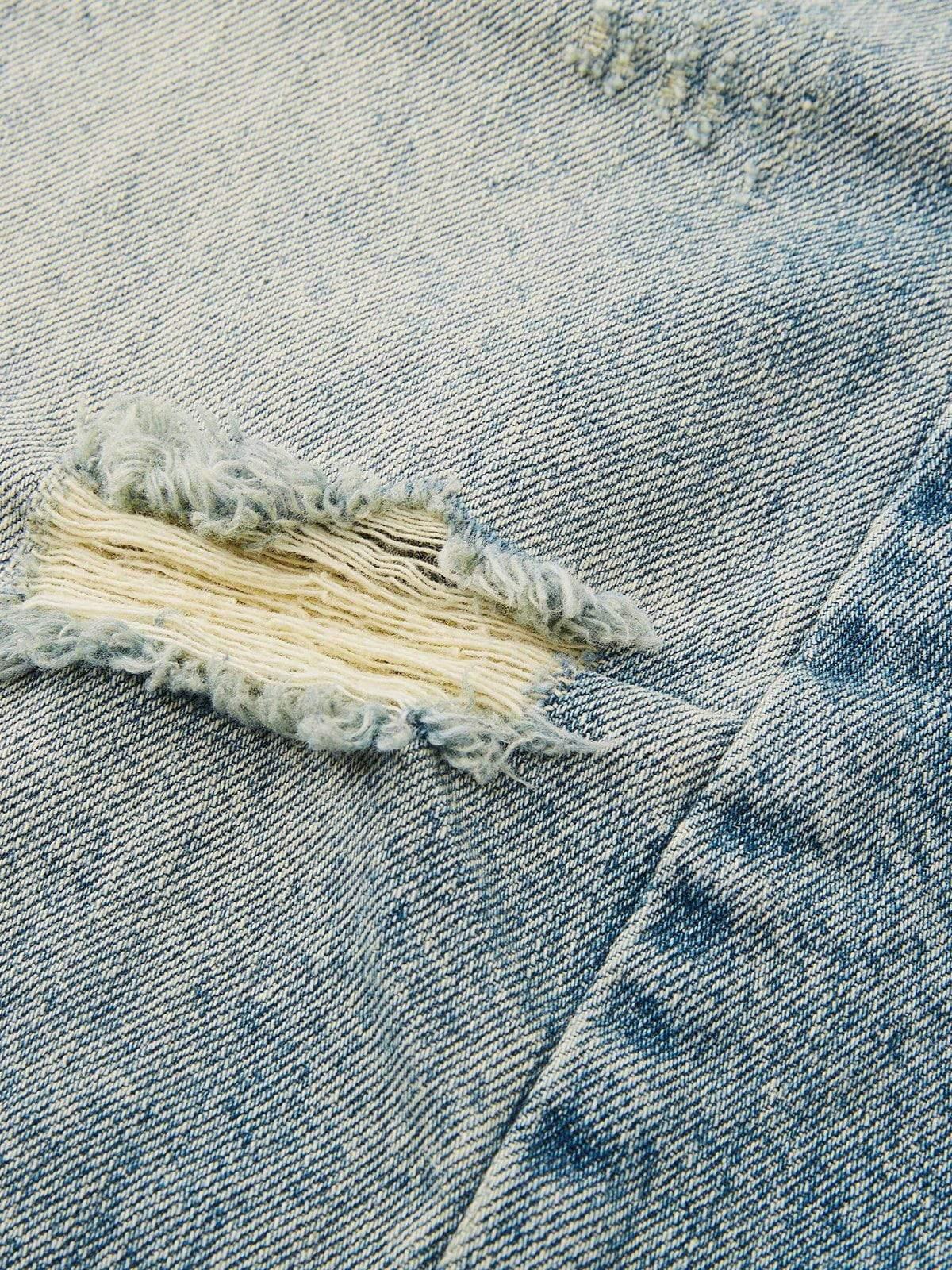 Distressed Washed Barrel Jeans