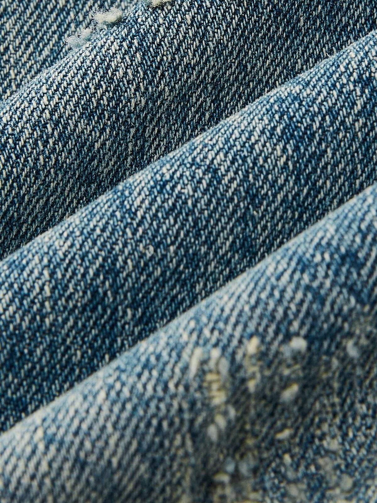 Distressed Washed Barrel Jeans