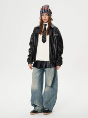 Distressed Washed Barrel Jeans