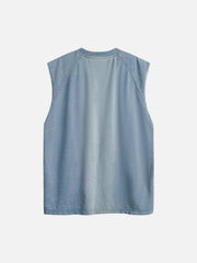 Distressed Washed Embroidered Gradient Vest