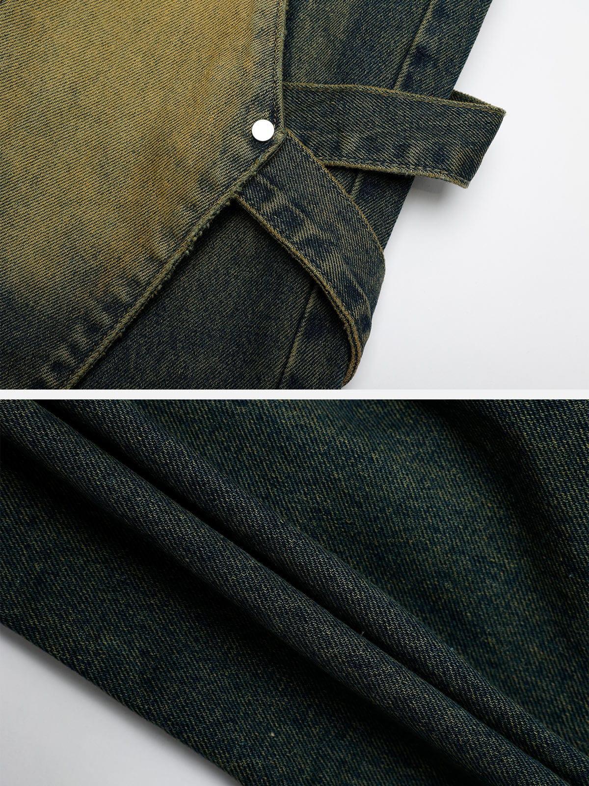 Distressed Washed Stitching Jeans