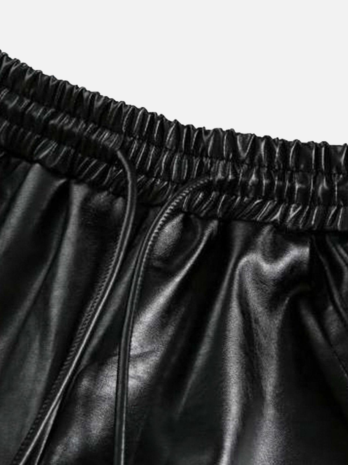 Drawstring Faux Leather Shorts