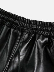 Drawstring Faux Leather Shorts