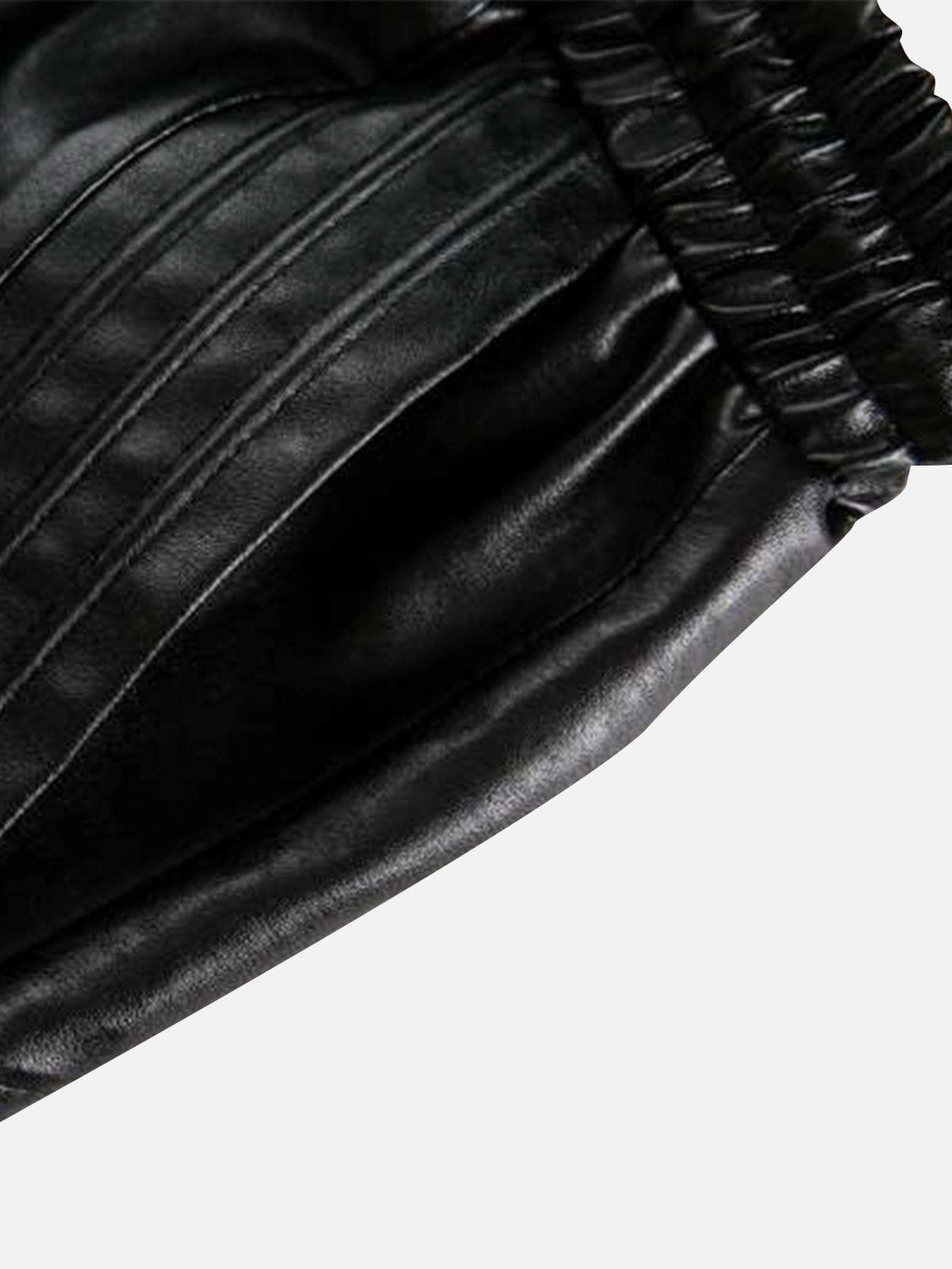 Drawstring Faux Leather Shorts