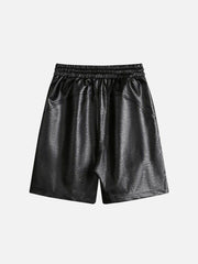 Drawstring Faux Leather Shorts