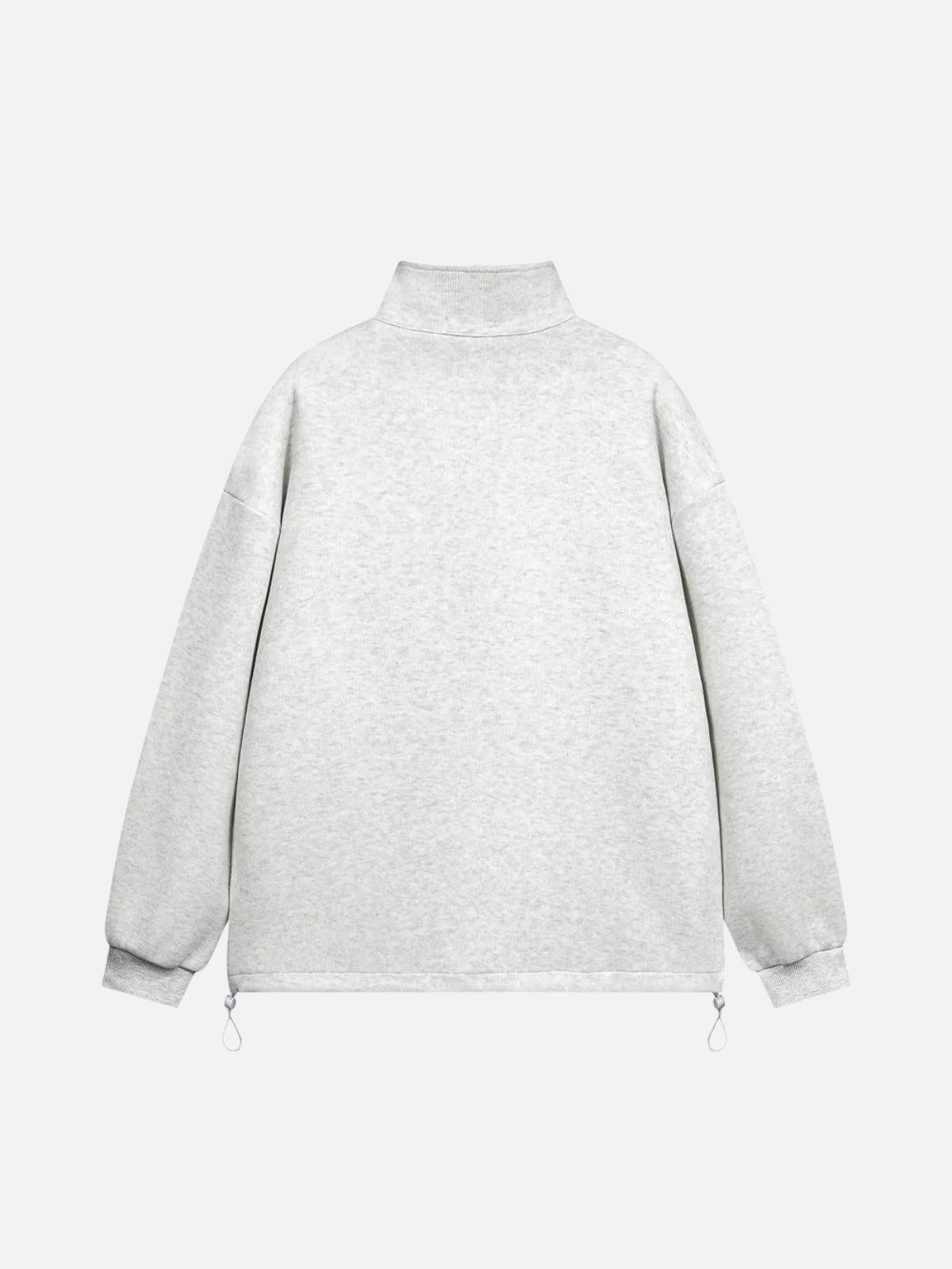 Drawstring Hem Stand Collar Sweatshirt