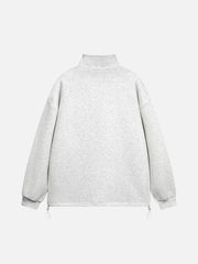 Drawstring Hem Stand Collar Sweatshirt