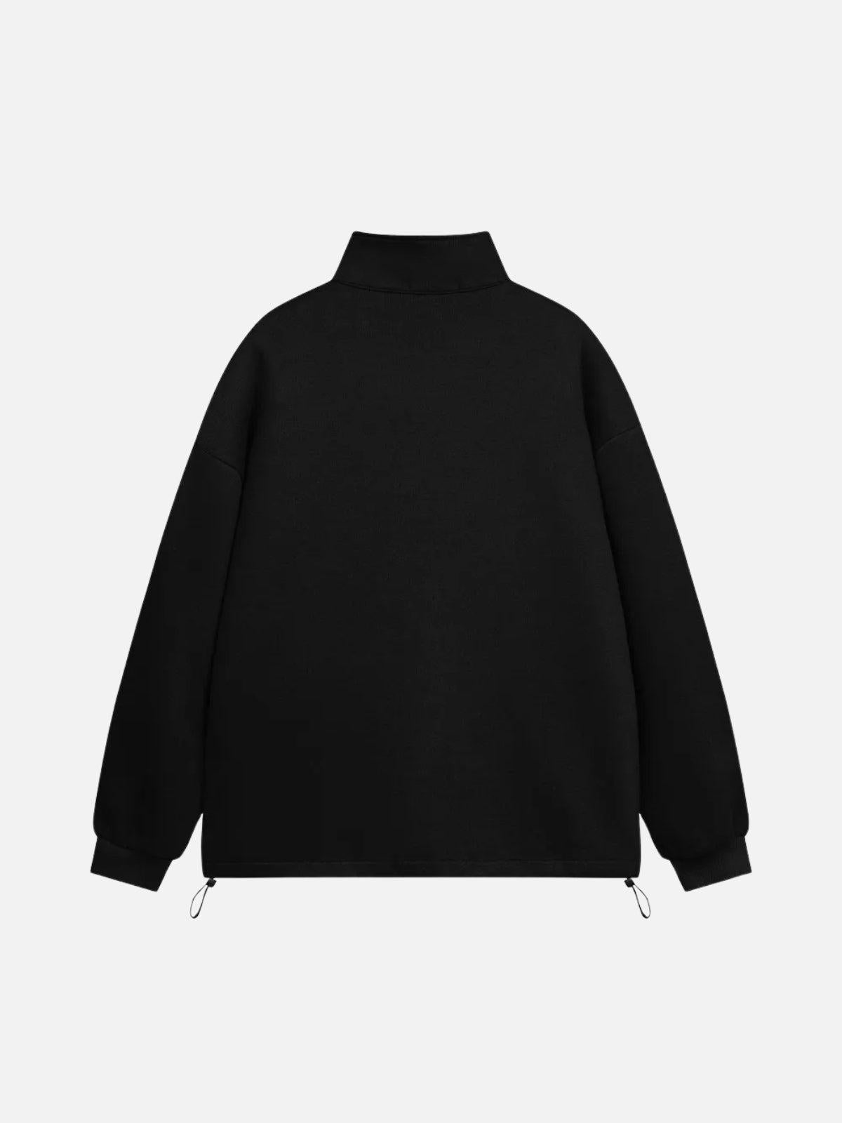 Drawstring Hem Stand Collar Sweatshirt